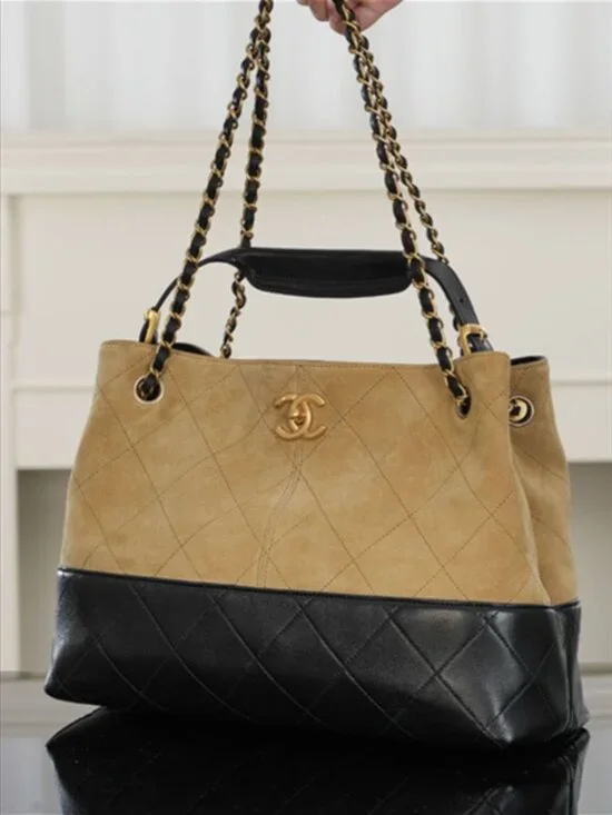 Chanel Two-Tone Suede & Leather Hobo Tote - Picture 2 of 7